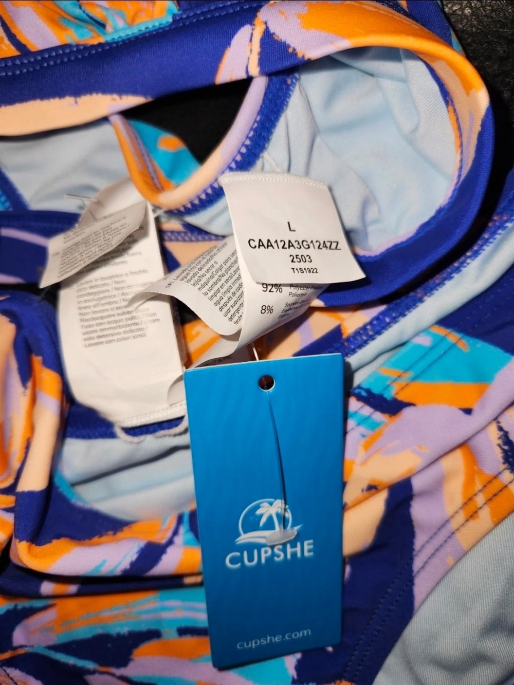 CUPSHE Release Happiness Lace-Back Top & Hipster Bikini Set Blue Large NWT - Picture 5 of 6